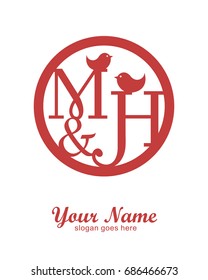 M H initial wedding decorative logo template