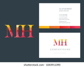 M & H joint logo multi color letter with business card template