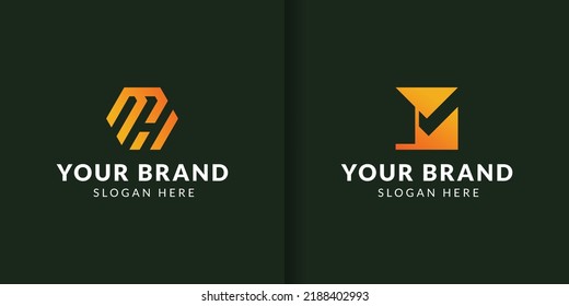 M H Letter Modern Logo Design. M H Logo on dark Background Vector Template
