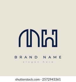 M and H logo design. MH abstract Letters Logo Monogram. This logo design is the process of creating a visual symbol that represents a brand, company, or individual.
