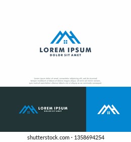 M H logo template, Real estate icon design vector illustration