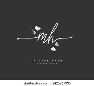 M H MH Beauty vector initial logo, handwriting logo of initial signature, wedding, fashion, jewerly, boutique, floral and botanical with creative template for any company or business.