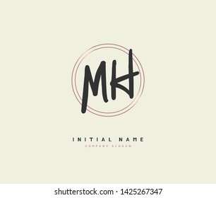 M H MH Beauty vector initial logo, handwriting logo of initial signature, wedding, fashion, jewerly, boutique, floral and botanical with creative template for any company or business.