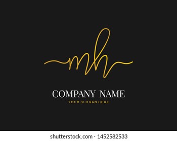 M H MH Beauty vector initial logo, handwriting logo of initial signature, wedding, fashion, jewerly, boutique, floral and botanical with creative template for any company or business.