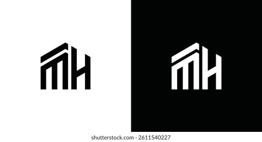 m h mh initial building logo design vector symbol graphic idea creative
