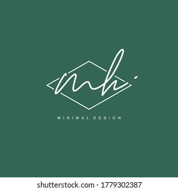 M H MH Escritura manual inicial o logotipo manuscrito para la identidad. Logo con firma y estilo dibujado a mano.