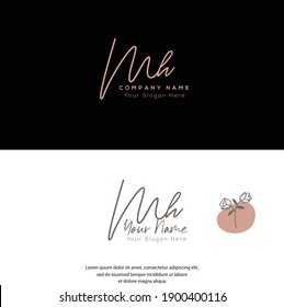 M H MH Initial letter handwriting and signature logo. Beauty vector initial logo .Fashion, boutique, floral and botanical