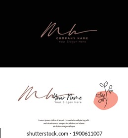 M H MH Initial letter handwriting and signature logo. Beauty vector initial logo .Fashion, boutique, floral and botanical