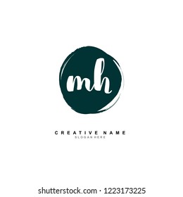 M H MH Initial logo template vector
