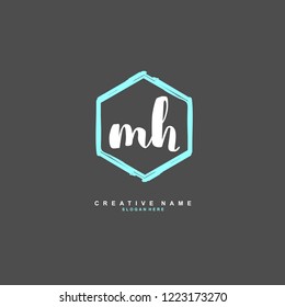 M H MH Initial logo template vector