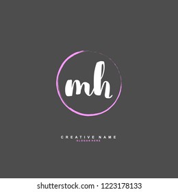 M H MH Initial logo template vector