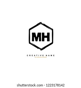 M H MH Initial logo template vector