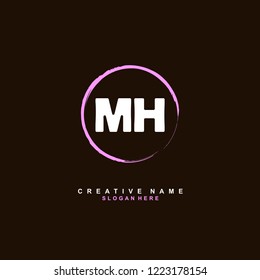 M H MH Initial logo template vector