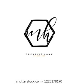 M H MH Initial logo template vector