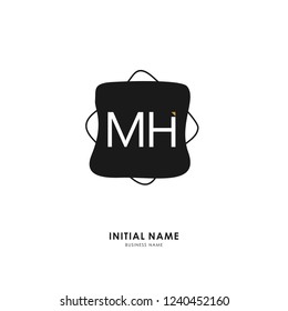 M H MH Initial logo letter with minimalist concept. Vector with scandinavian style logo.