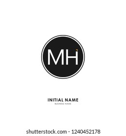 M H MH Initial logo letter with minimalist concept. Vector with scandinavian style logo.