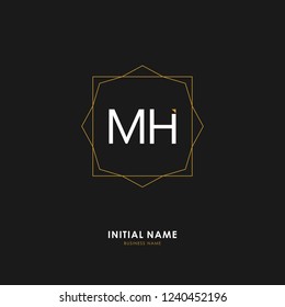 M H MH Initial logo letter with minimalist concept. Vector with scandinavian style logo.