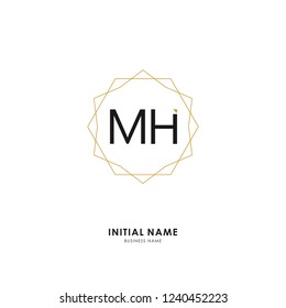 M H MH Initial logo letter with minimalist concept. Vector with scandinavian style logo.