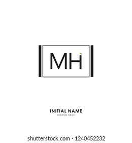 M H MH Initial logo letter with minimalist concept. Vector with scandinavian style logo.