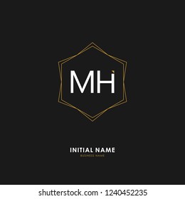 M H MH Initial logo letter with minimalist concept. Vector with scandinavian style logo.