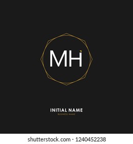 M H MH Initial logo letter with minimalist concept. Vector with scandinavian style logo.
