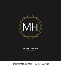 M H MH Initial logo letter with minimalist concept. Vector with scandinavian style logo.