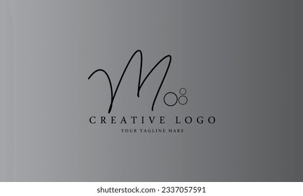 M handwriting black simple creative modern style logo design with gradient background 