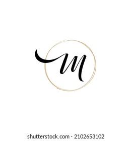 m handwritten logo, letter m typography logo template, m signature vector