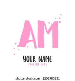 A M Handwritten logo template