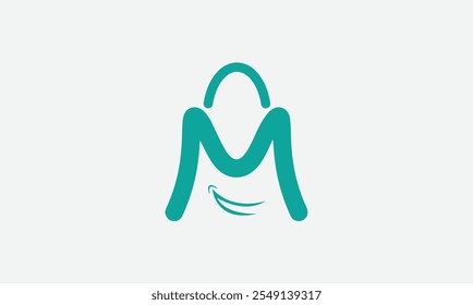 M Happy Store Logo. M Shopping Bag and Smile with Minimalist Style Letter M. Happy Shop Logo, Icon, Symbol, Vector, Design Inspiration 