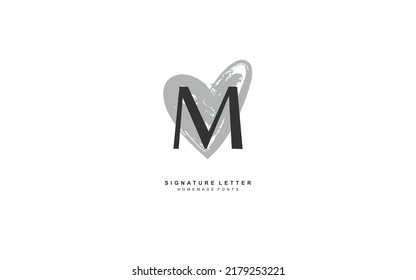 M heart logo design inspiration. Vector letter template design for brand.