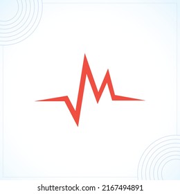 M heartbeat pulse modern creative premium logo design vector template