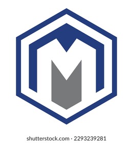 M hexagon logo icon template 1a