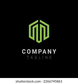 m diseño de logotipo de monolina hexagonal minimalista