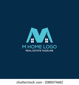 M Home Logo Design Vector