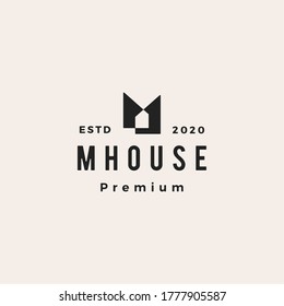 m house home mortgage roof architect hipster vintage logo vector icon illustration