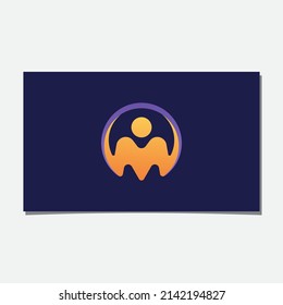 M HUMAN IN CIRCLE LOGO DESIGN