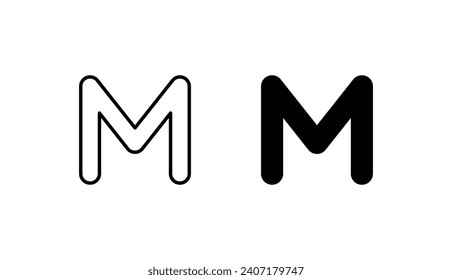 Diseño de icono M con ilustración de fondo blanco