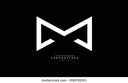 M icon monogram letter text alphabet logo design