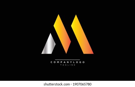 Diseño del logotipo del alfabeto de texto de letra monograma del icono M