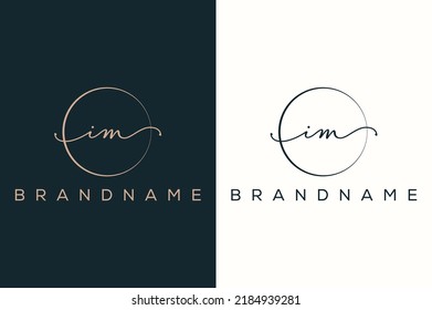 I M IM hand drawn logo of initial signature, fashion, jewelry, photography, boutique, script, wedding, floral and botanical creative vector logo template for any company or business.