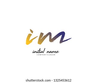 I M IM Initial brush logo template vector