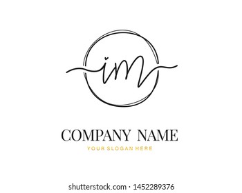 I M IM Initial handwriting logo design with circle. Beautyful design handwritten logo for fashion, team, wedding, luxury logo.