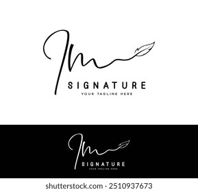 I M IM initial letter signature logo and handwriting leaf