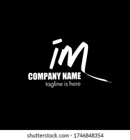 i M iM initial logo handwriting template vector. isolated black background