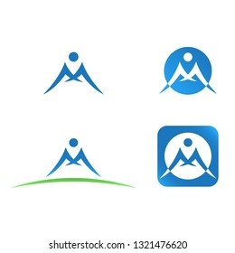 M initial alphabet letter logo with swoosh man