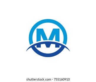 M initial circle company logo blue