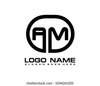 A M Initial circle logo template vector