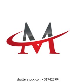 M Initial Company Red Swoosh Logo Stock Vector (Royalty Free) 317428994 ...