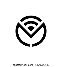 m initial connection signal logo design vector symbol graphic idea creative